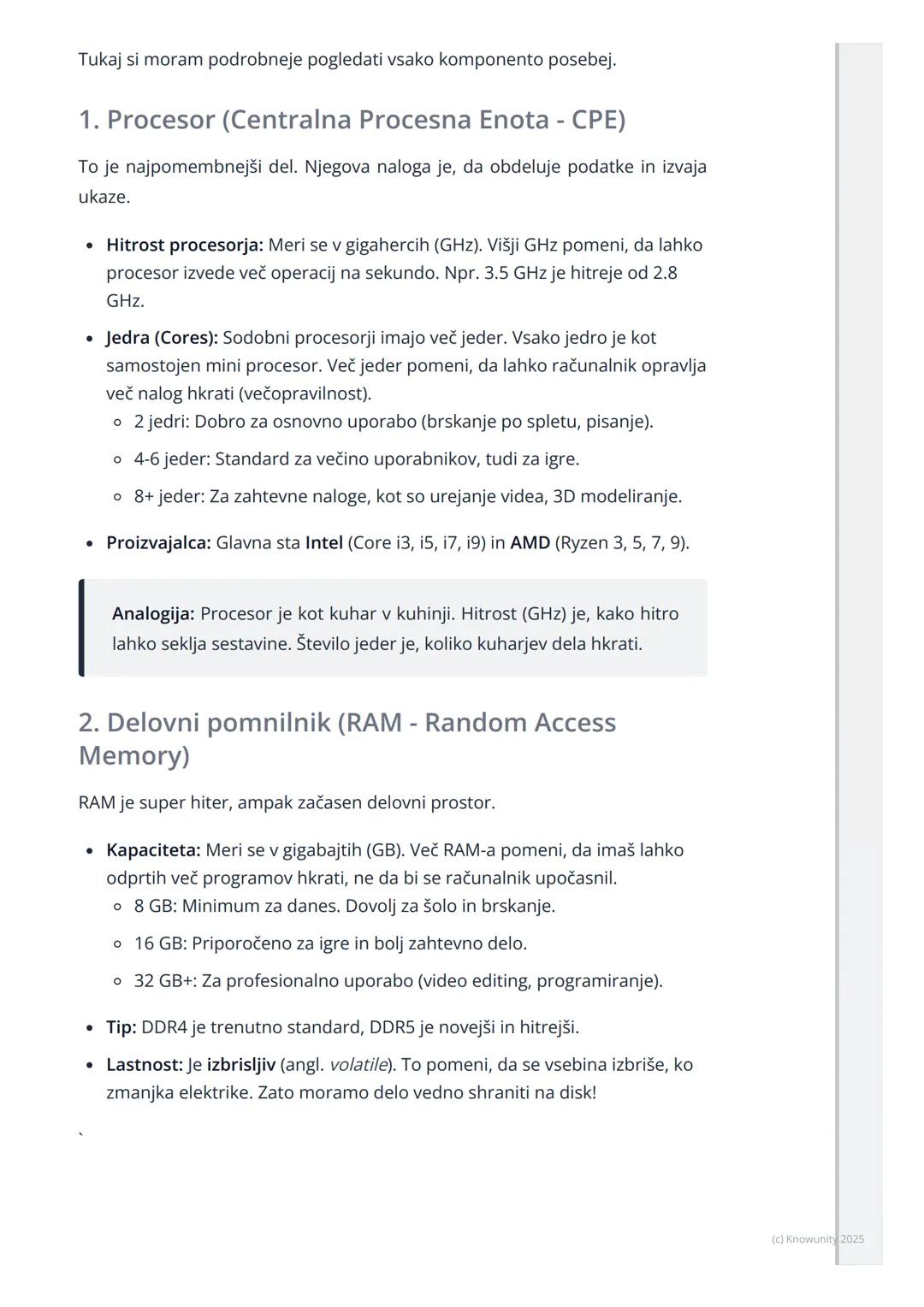 # Strojna oprema računalnika
## Uvod v strojno opremo
Strojna oprema (angl. hardware) so vsi fizični deli računalnika, ki se jih lahko
dot