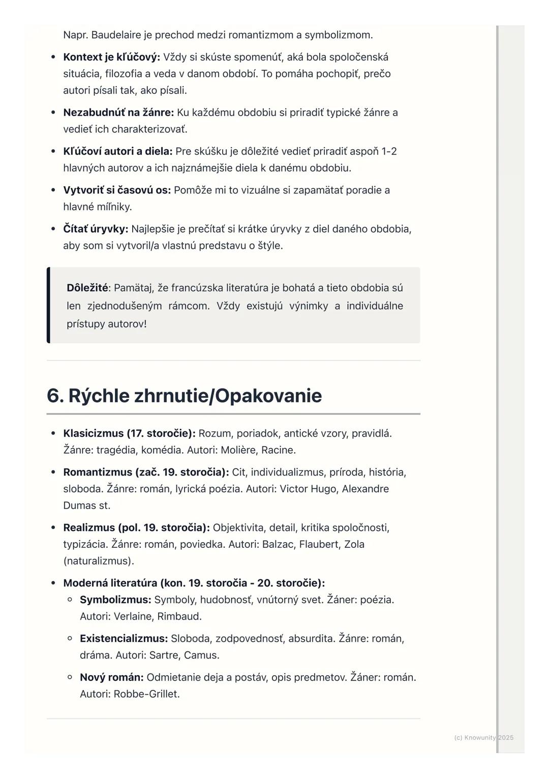# Prehľad literárnych období a
žánrov
1. Prehľad a úvod do literárnych období
Je dôležité pochopiť, že literatúra sa nevyvíjala izolovane,