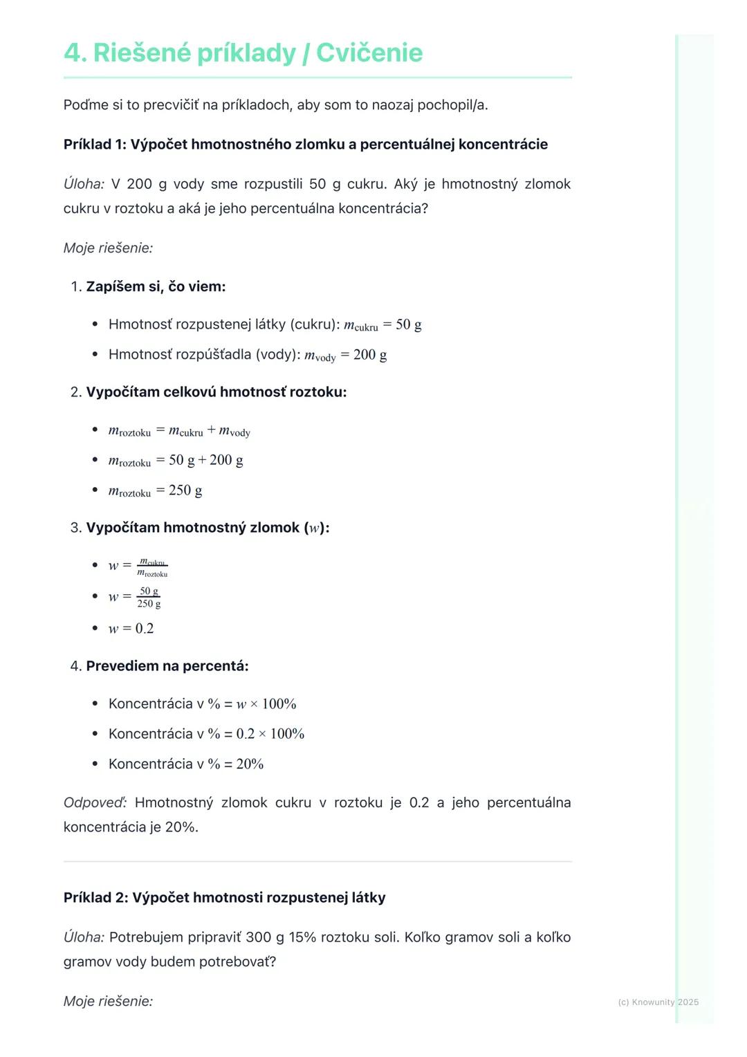 # Koncentrácia roztokov
(základy)
1. Prehľad / Úvod
Dnes si zopakujeme, čo je to koncentrácia roztokov. Je to dôležitá téma, lebo
nám pomá