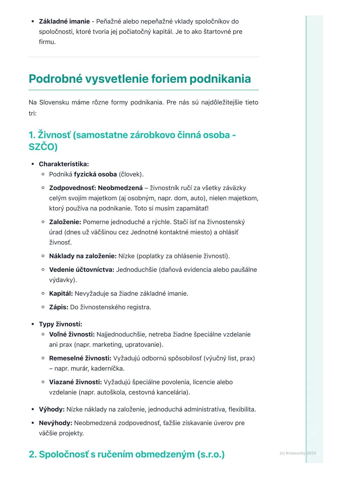 # Formy podnikania
Prehľad a úvod
Na hodine ekonómie sme sa začali učiť o podnikaní a rôznych spôsoboch, ako
môžu ľudia alebo skupiny ľudí