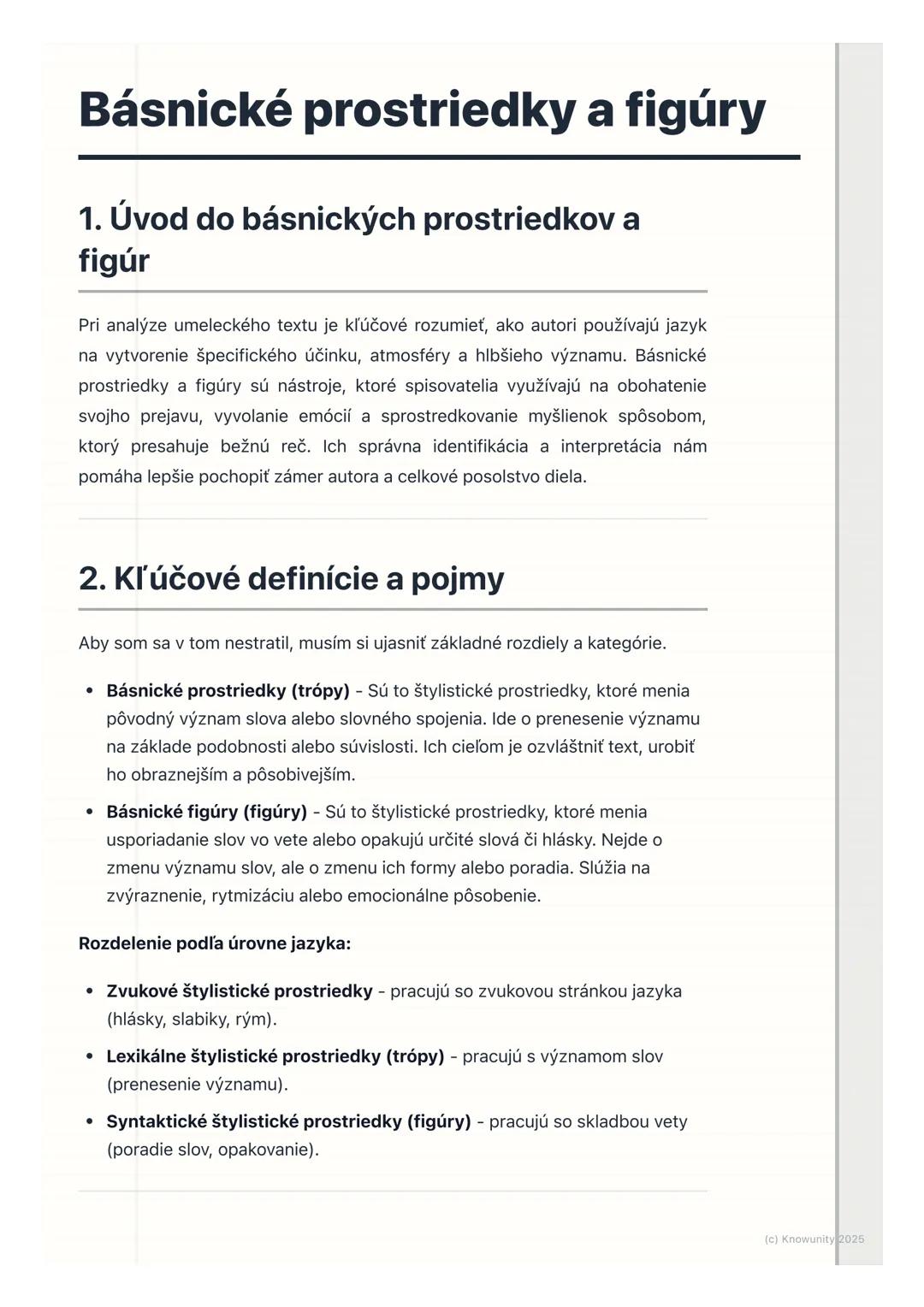 # Básnické prostriedky a figúry
1. Úvod do básnických prostriedkov a
figúr
Pri analýze umeleckého textu je kľúčové rozumieť, ako autori po
