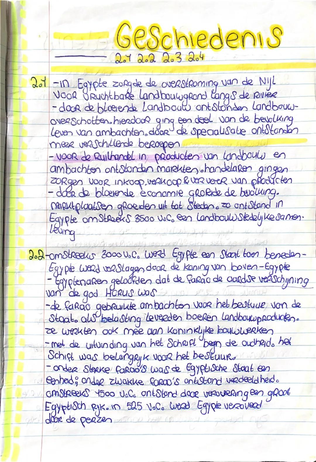 # Geschiedenis
2. 1 2.2 2.3 204
201-in Eg
zorgde de overstroming van de Nijl
VOOR Bruchtbare Landbouwgrond langs de
S de RIVIER
-door de b