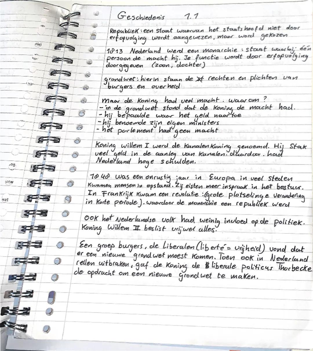 # Geschiedenis 1.7
Republiek een staat waarvan het staats hoofd niet door
erfopvolging wordt aangewezen, maar word gekozen
1813 Nederland