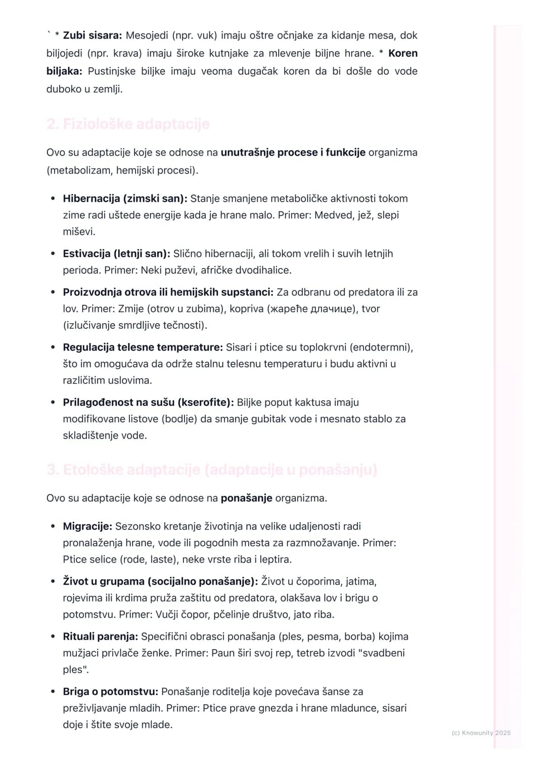 # Adaptacije organizama
Uvod u adaptacije
Adaptacije su nasledne osobine koje pomažu organizmima da prežive i da se
razmnožavaju u svojoj