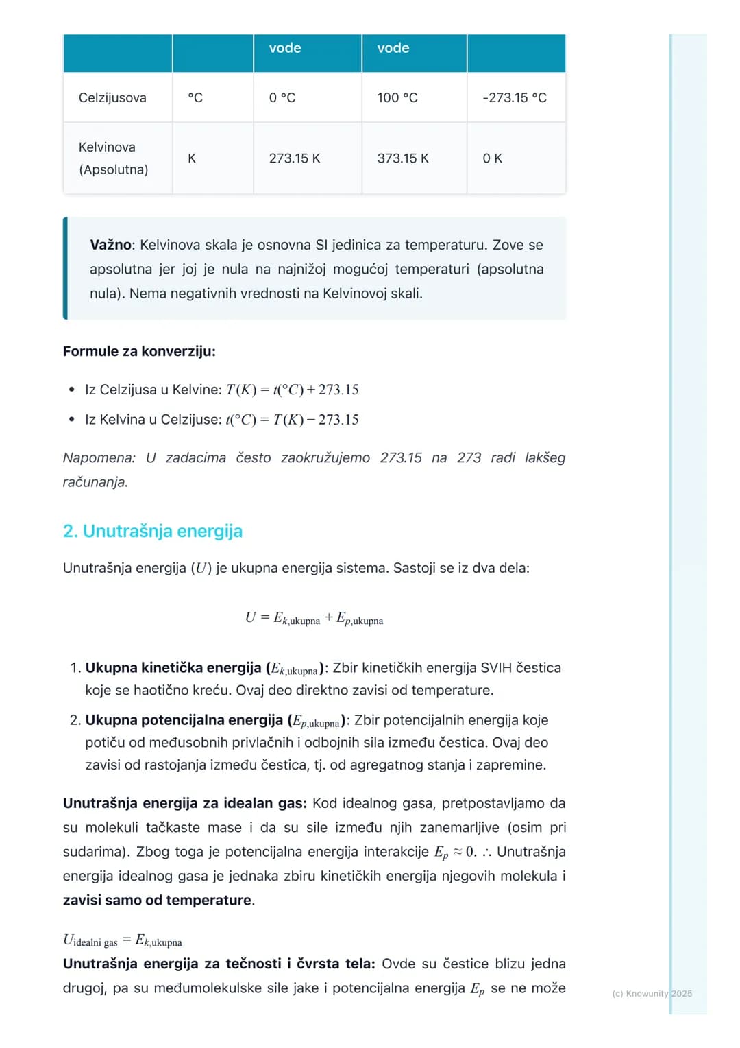 # Temperatura i Unutrašnja
Energija
Uvodni pregled
Temperatura i unutrašnja energija su osnovni pojmovi u termodinamici.
Svakodnevno koris