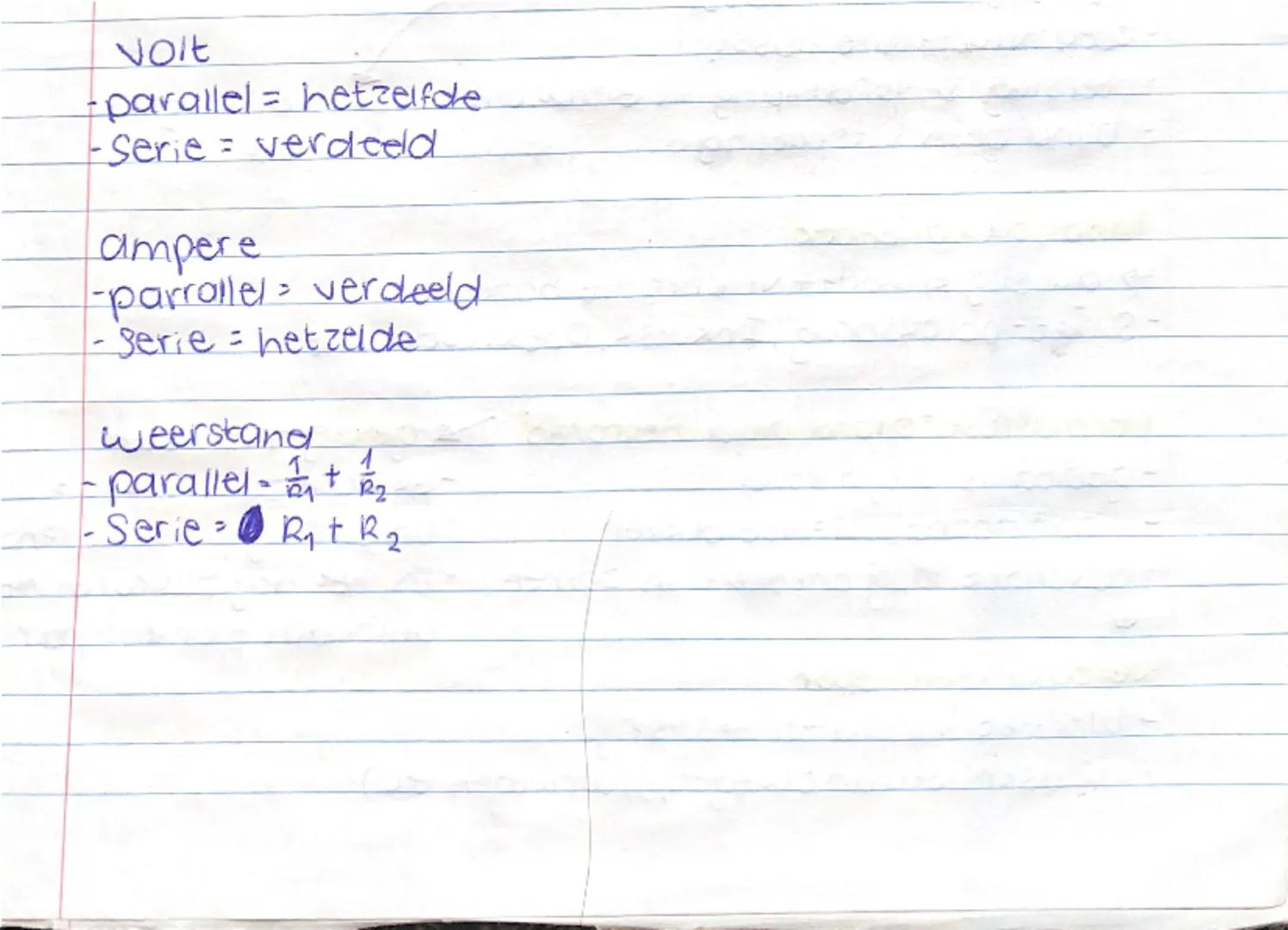 # natuurkunde
Z par 4 weerstand = hoe groter de weerstand, hoe klenep Stroom
$R = \frac{U}{I}$ $U = I \cdot R$ $I = \frac{U}{R}$
Ri wee