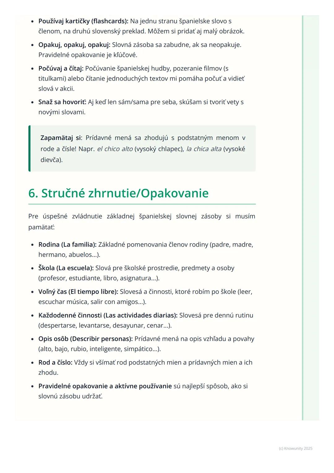 # Základná slovná zásoba
1. Prehľad a úvod
Dnes si zopakujeme a prehĺbime základnú španielsku slovnú zásobu, ktorá je
kľúčová pre každoden