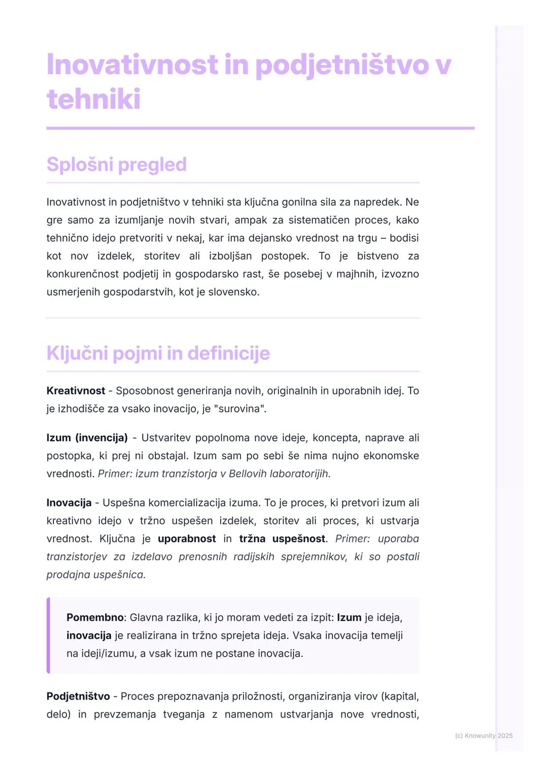 # Inovativnost in podjetništvo v
tehniki
Splošni pregled
Inovativnost in podjetništvo v tehniki sta ključna gonilna sila za napredek. Ne
g