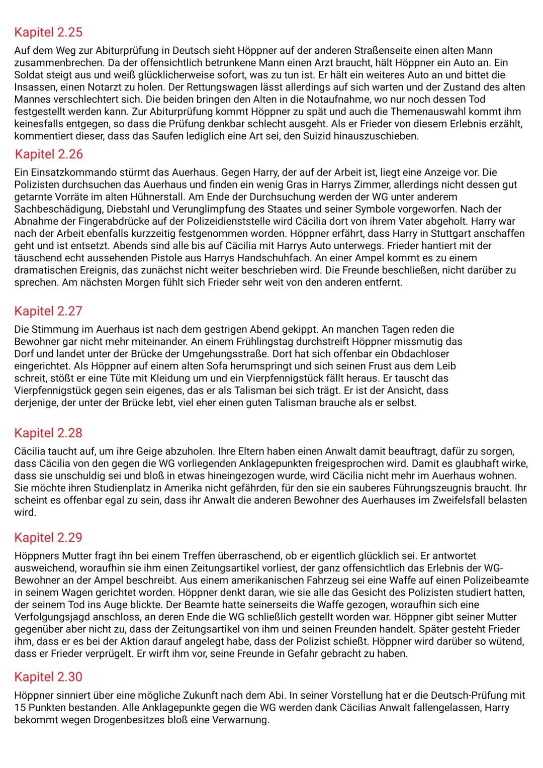 # AUERHAUS
Kapitelzusammenfassung
Kapitel 1
Im ersten und im gleichen Augenblick kürzesten Kapitel des Romans wird eine Momentaufnahme vo