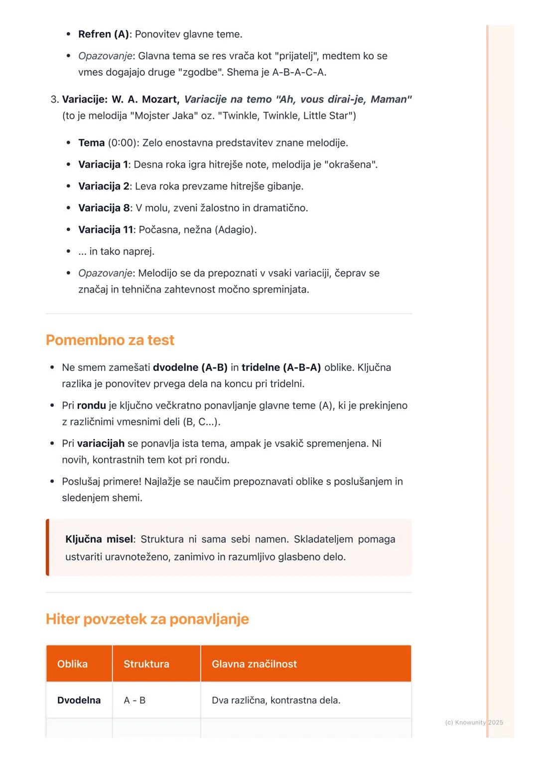 # Glasbene oblike
Kaj so glasbene oblike?
Glasbena oblika je kot načrt ali okostje skladbe. Pove nam, kako so posamezni
deli glasbe (melod