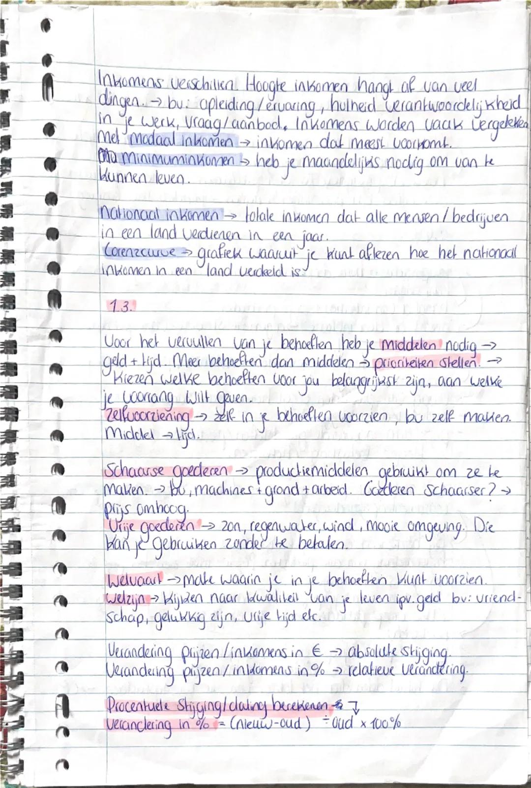 # Economie H1 P.1
{primaire inkomens} inkomen uit arbeid -> brutoloon, vakantiegeld, loon natura, winst eigen zaak.
{secundaire inkomens}
