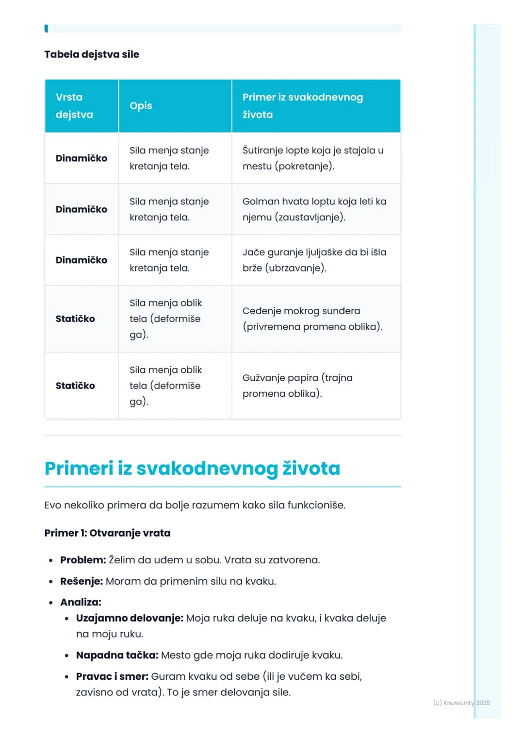 # Šta je sila?
## Uvod u pojam sile
Sila je nešto što se dešava svuda oko nas, svaki dan. Kada guramo
vrata da ih otvorimo, vučemo ranac s