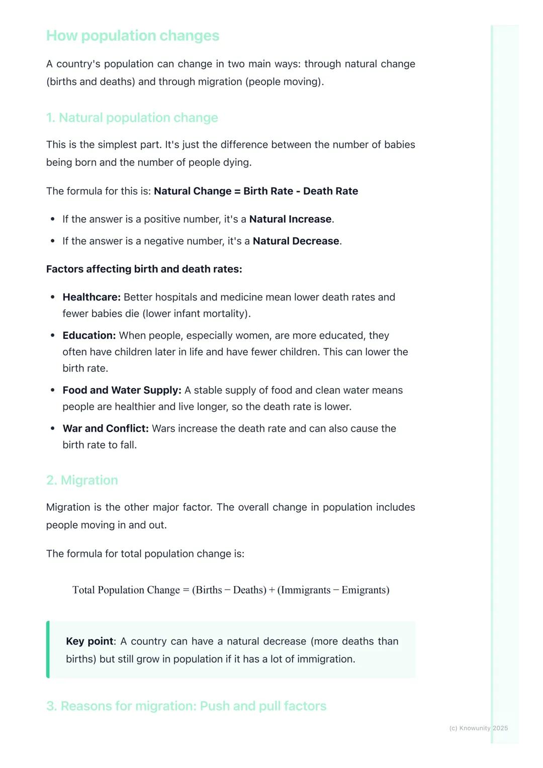 # Population Change and
# Migration
## Introduction to population change
Population change is all about how the number of people living in