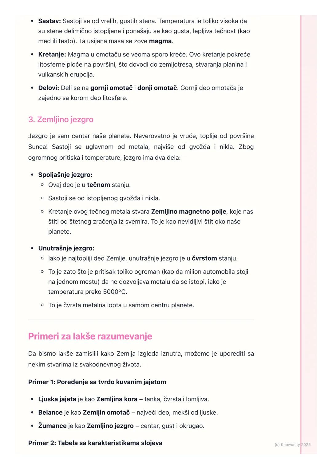 # Unutrašnja građa Zemlje
Uvod u građu Zemlje
Naša planeta Zemlja nije samo velika lopta od stene. Iznutra je sastavljena od
različitih sl