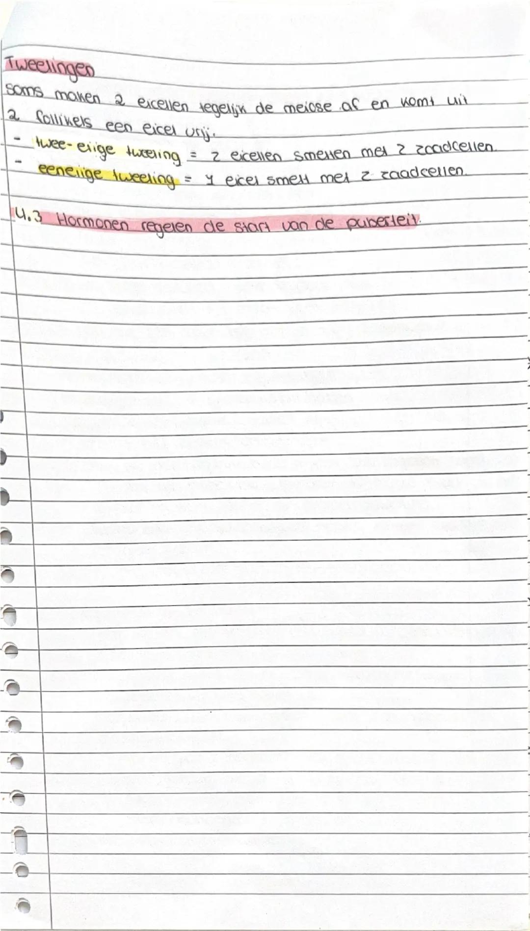 Biologie
4.1 van eicel tot baby
bevruchting
1 eens per maand komt er uit beide eierstokken een eicel urij
de eisprong of ovulatie.
2 De eice