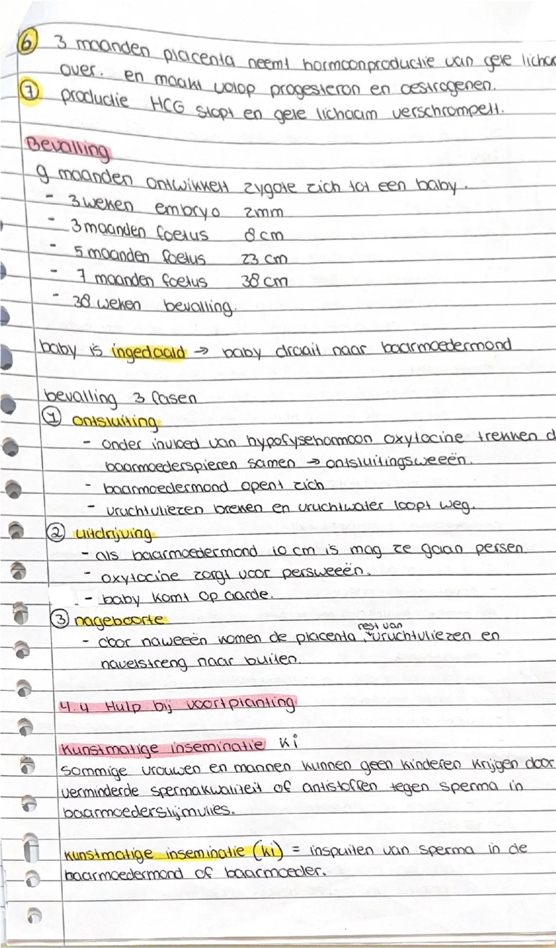 Biologie
4.1 van eicel tot baby
bevruchting
1 eens per maand komt er uit beide eierstokken een eicel urij
de eisprong of ovulatie.
2 De eice