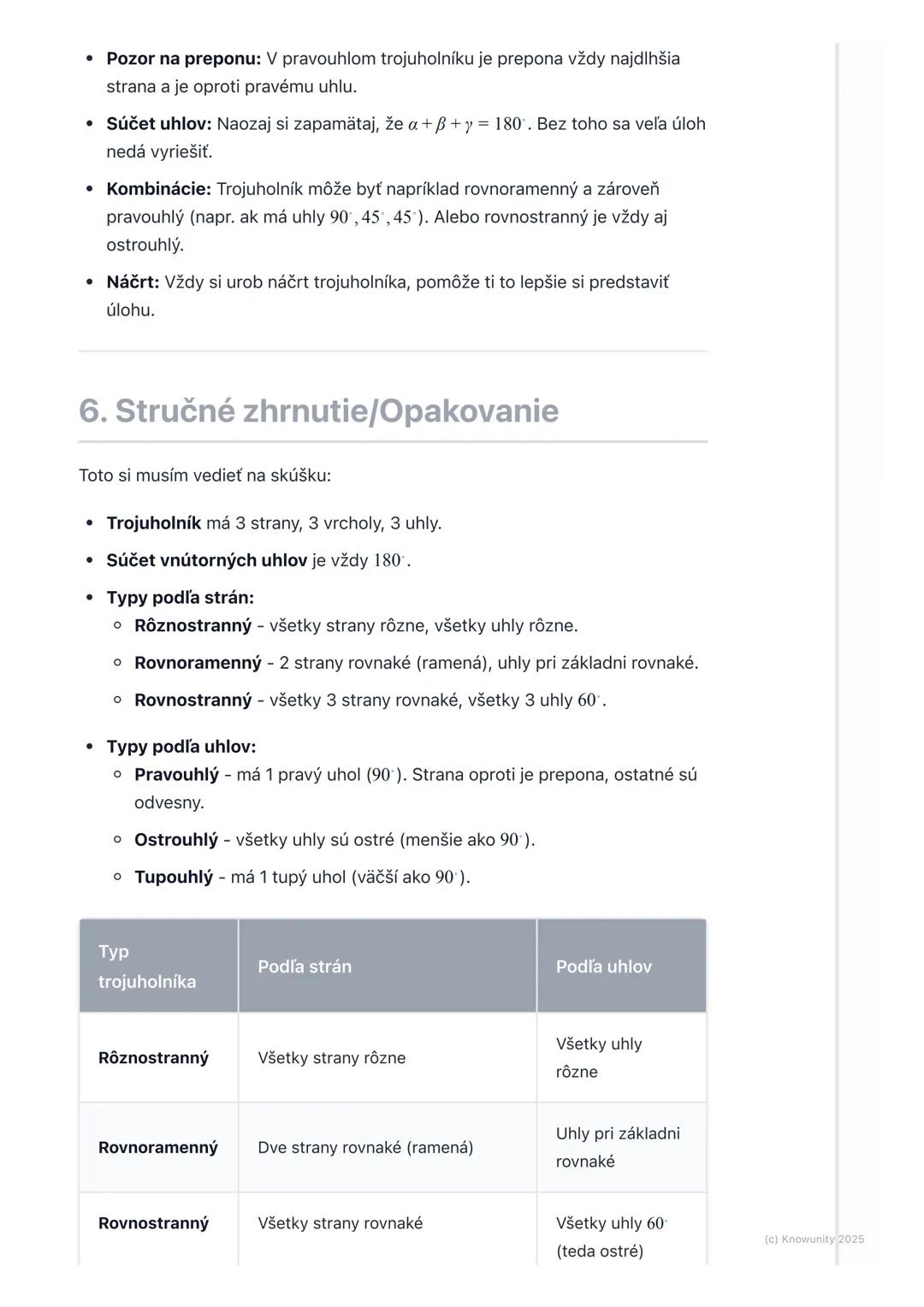 # Trojuholník - základné pojmy
1. Prehľad trojuholníkov
Trojuholník je jeden z najzákladnejších tvarov v geometrii. Stretávame sa s ním
vš