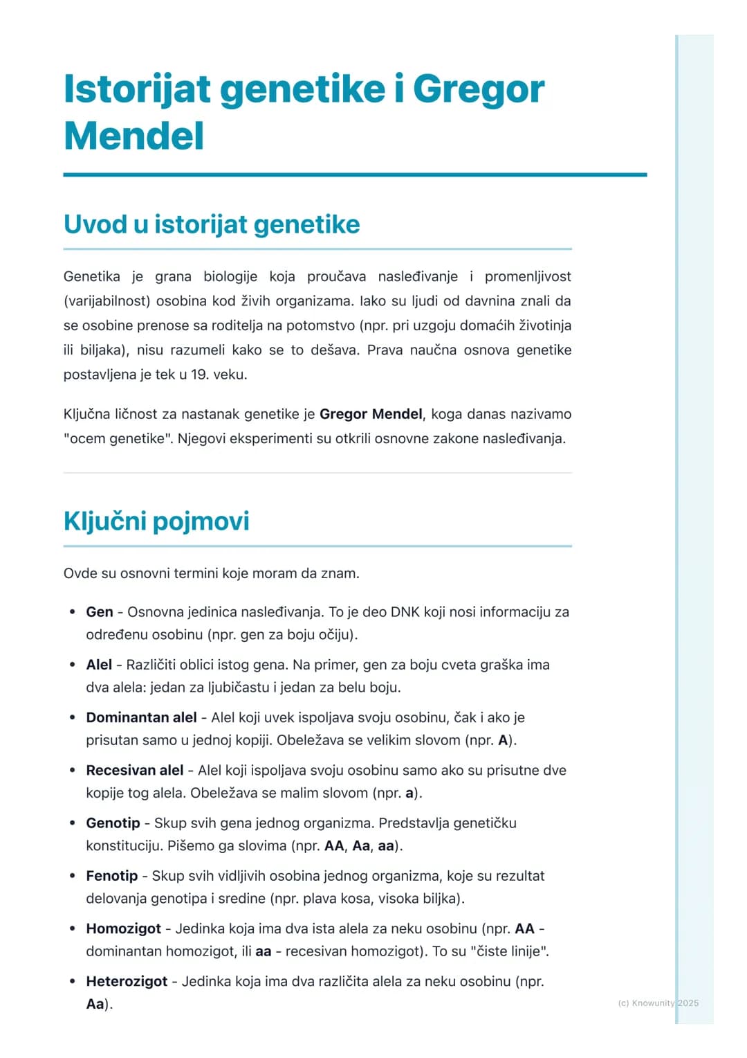 # Istorijat genetike i Gregor
Mendel
Uvod u istorijat genetike
Genetika je grana biologije koja proučava nasleđivanje i promenljivost
(var