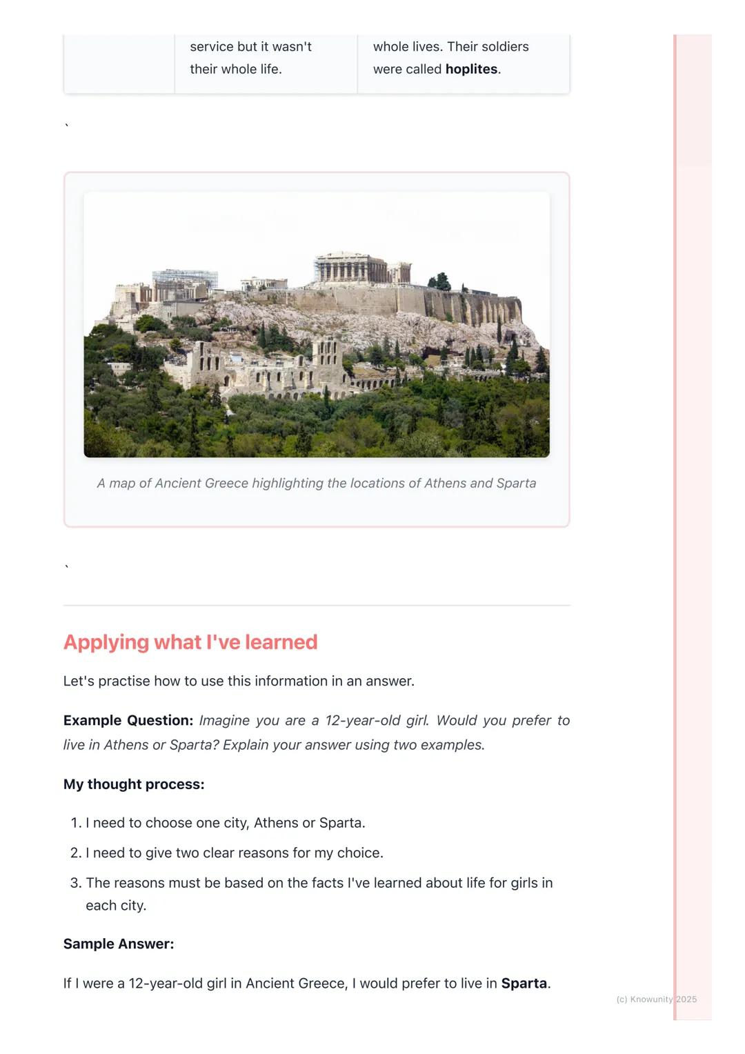 # City-States: Athens and
Sparta
An introduction to the city-states
Ancient Greece wasn't one big country like Ireland is today. It was ma