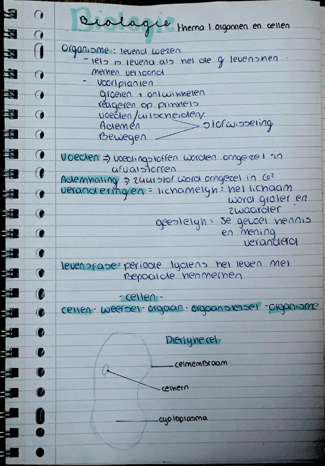 Biologie samenvatting thema 1 organen en cellen