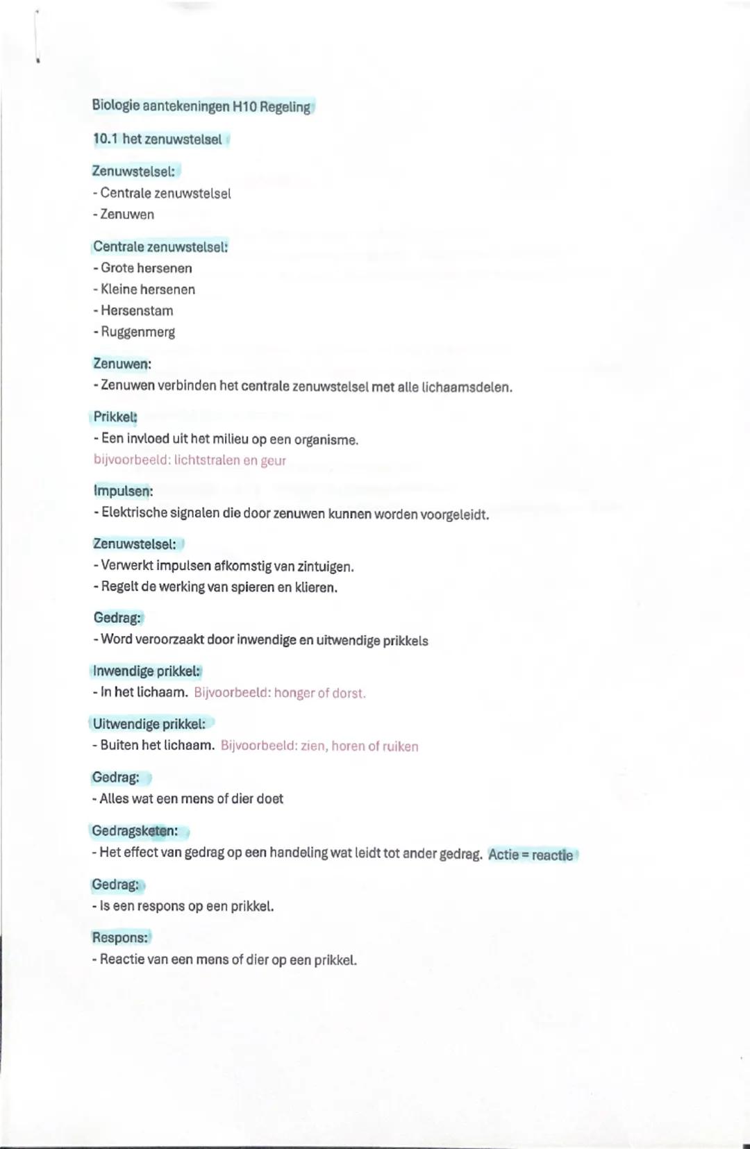 Biologie aantekeningen H10