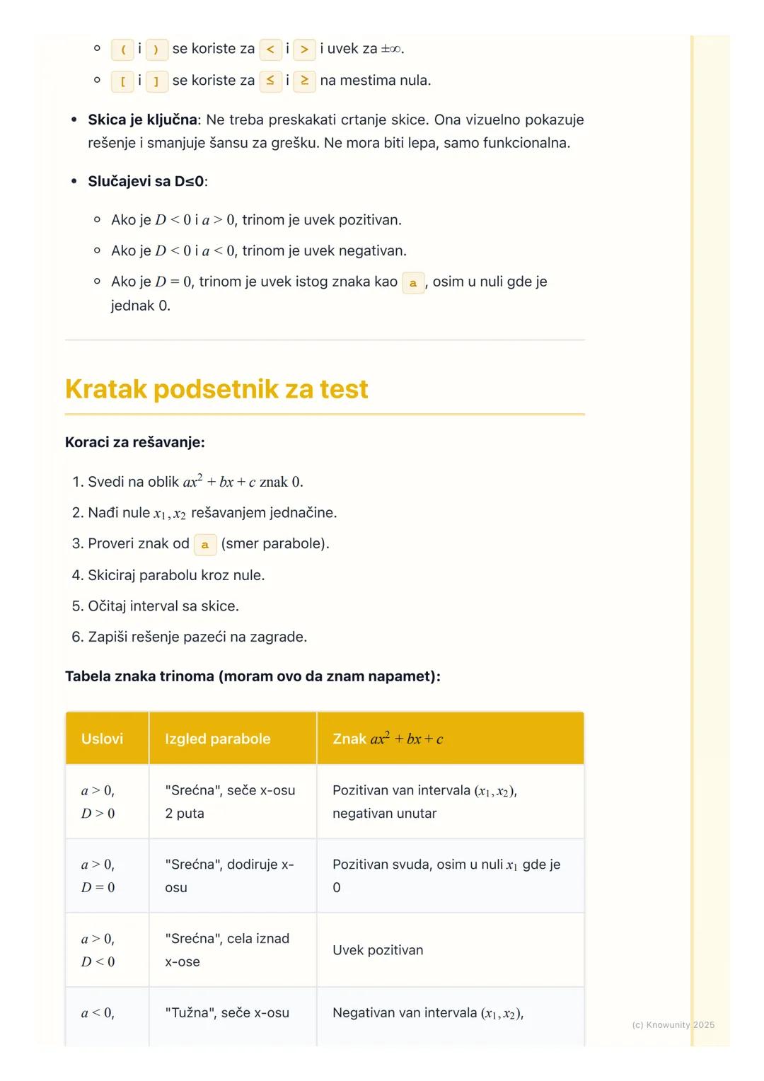 # Kvadratne nejednačine
# Uvod u kvadratne nejednačine
Kvadratne nejednačine su nejednačine gde se nepoznata $x$ pojavljuje na
drugi stepe