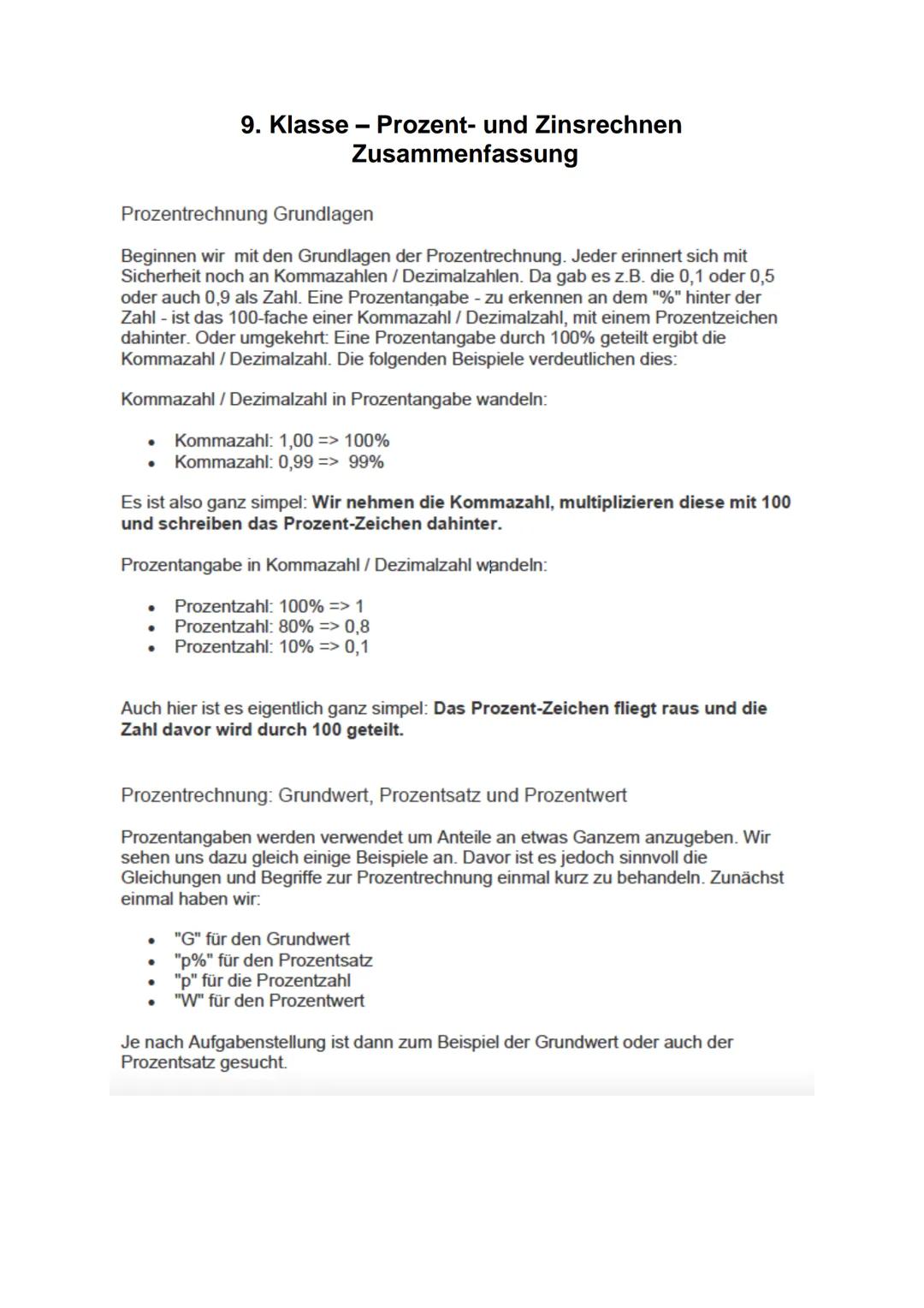 # 9. Klasse - Prozent- und Zinsrechnen
Zusammenfassung
Prozentrechnung Grundlagen
Beginnen wir mit den Grundlagen der Prozentrechnung. Jed