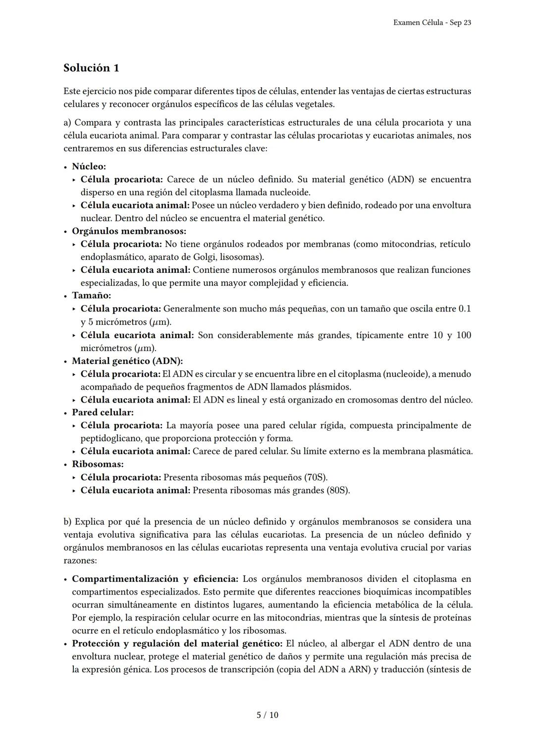 Examen Célula
Generado por Knowunity - Sep 23
Descripción: Este examen cubre la estructura, función y organización de la célula.
¡Buena s